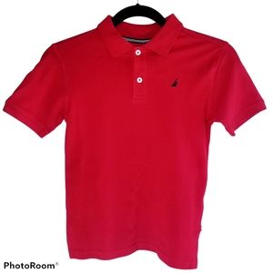 Nautica Boy's Red Polo Short Sleeve with Embroidered Sail Logo